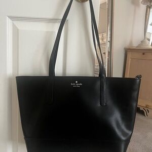 kate spade Black Leather Tote with Slim Top Handles